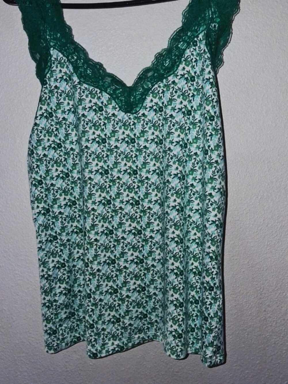 Top with green and white lace